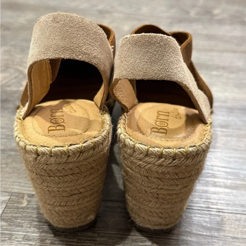Born Women’s Meade Sandal size 7 Suede Wedge Platform Espadrille Tan Bro… - Picture 6 of 8